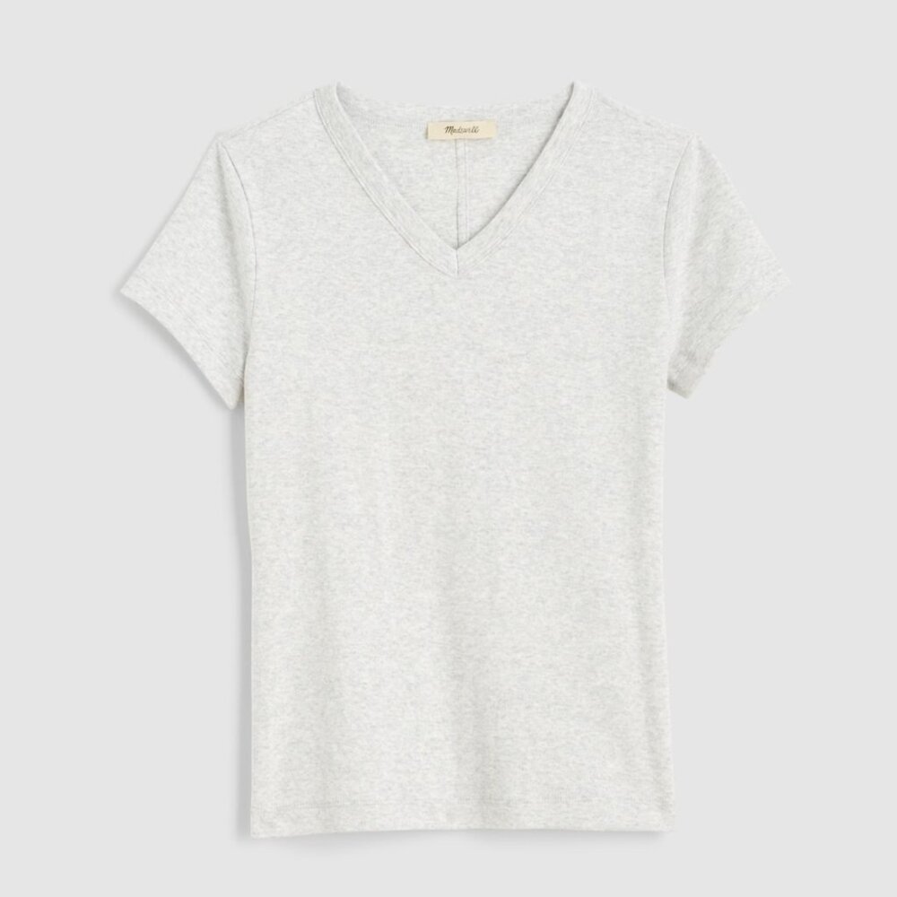 NWT Madewell The '90s V-Neck Baby Tee in Compact Cotton